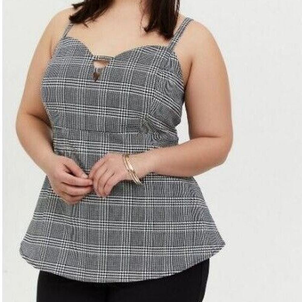 Torrid Womens Plaid Peplum Bengaline Cami Tank Top Plus Size 0X Classic Stretch